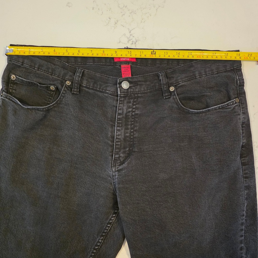 Alfani Slim Straight Stretch Jeans Mens 38x32 Black Denim RN128172 - Picture 4 of 8
